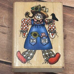 INKADINKADO 6376N SEEDS OF LOVE SCARECROW WOOD MOUNT RUBBER STAMP BY ALMA LYNNE